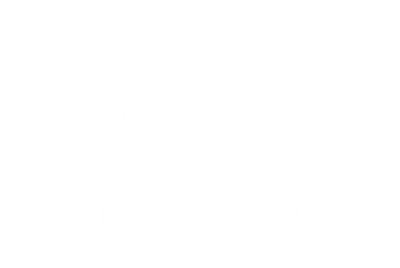 Ícone de um boneco branco com cinco círculos em volta.