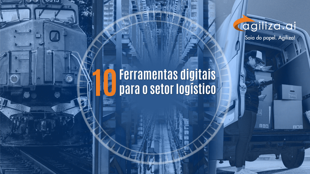 Imagem ilustrativa com o texto centralizado "10 Ferramentas digitais para o setor logístico".